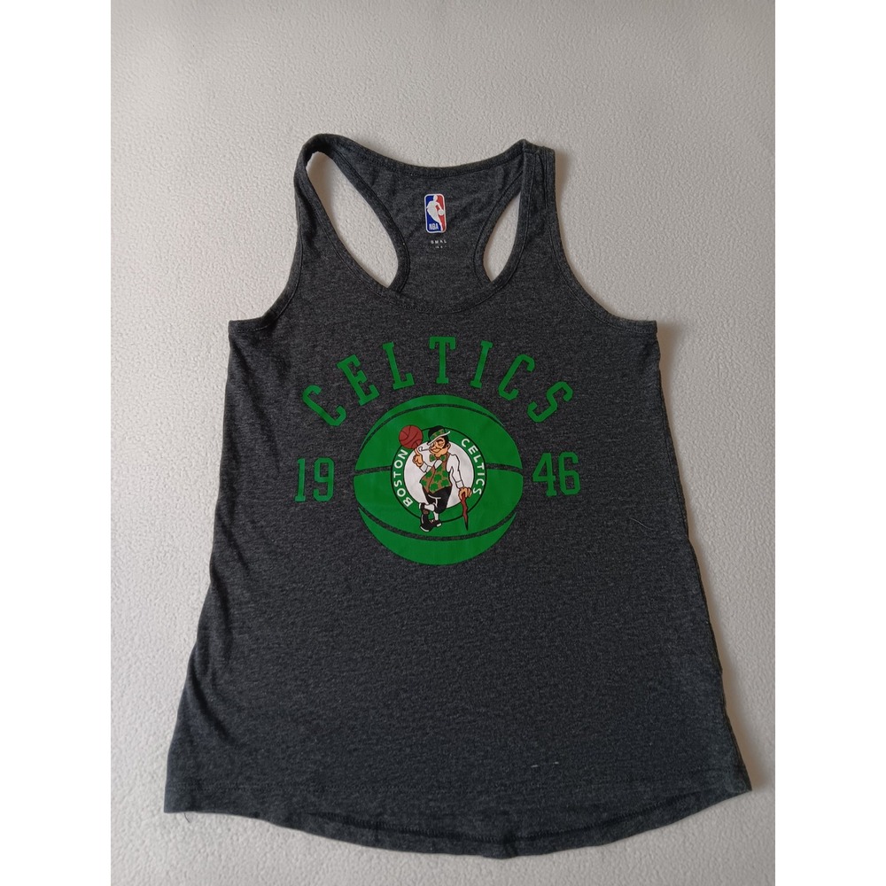 NBA Boston Celtics Womens Small Gray Racerback Tank Top Lucky Leprechaun Graphic